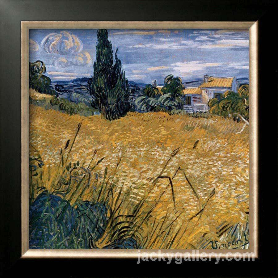 Champ De Blu Vert Avec Cypres, Van Gogh painting